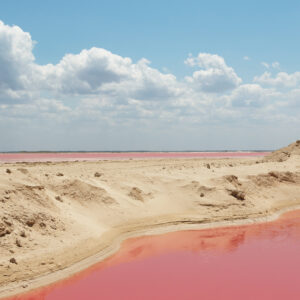 Pink Salt Lake In The Yucatan, Mexico